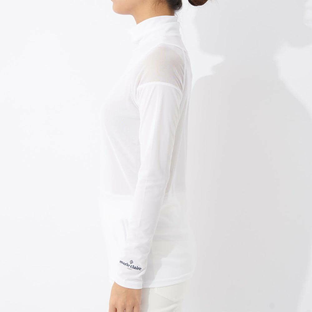マリクレール marie claire　レディース UVカット メッシュ切替 長袖 ハイネック インナーシャツ 7149-835 ホワイト　2025年モデル 詳細2