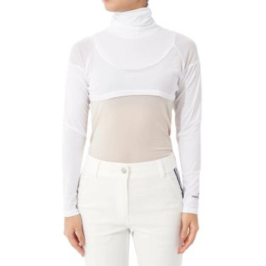 マリクレール marie claire　レディース UVカット メッシュ切替 ボレロ丈 長袖 ハイネック インナーシャツ 7149-845 ホワイト　2025年モデル ホワイト