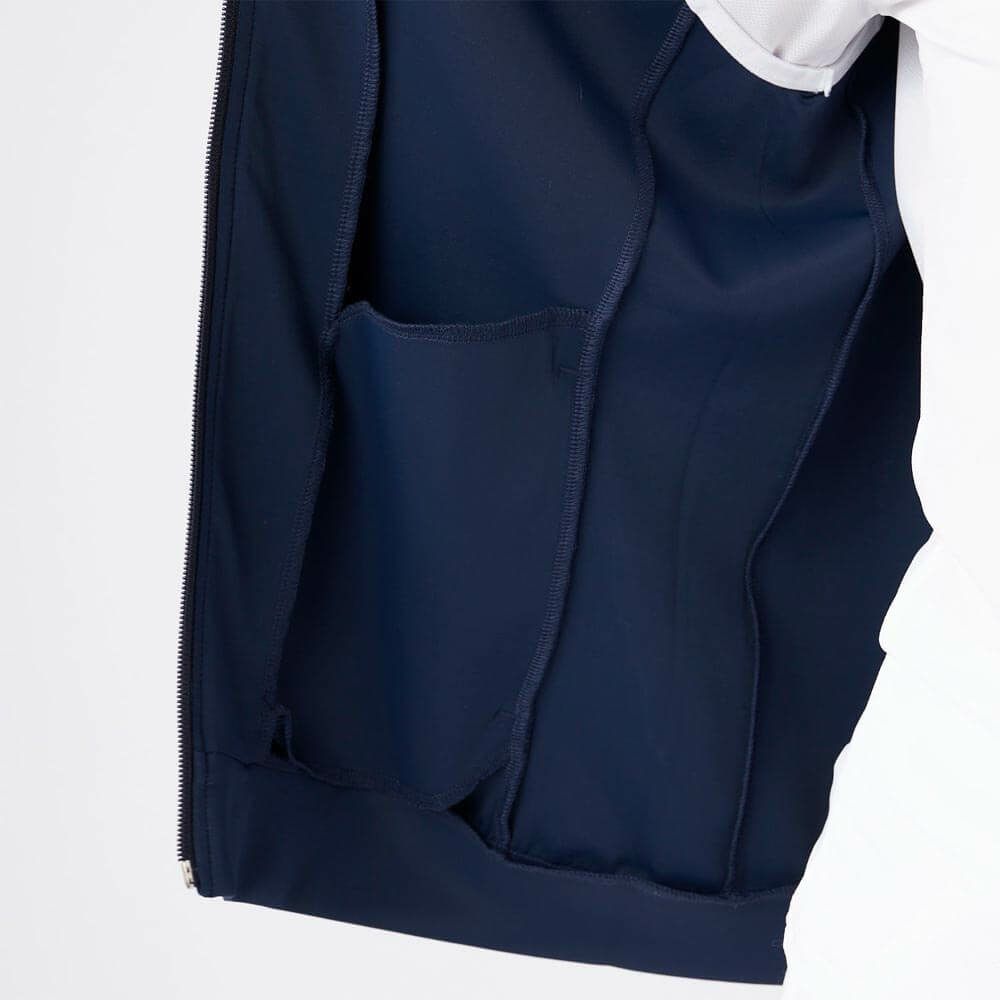マリクレール marie claire　レディース 接触冷感 ロゴプリント フード付き フルジップ ベスト 715-250 ネイビー　2025年モデル 詳細5