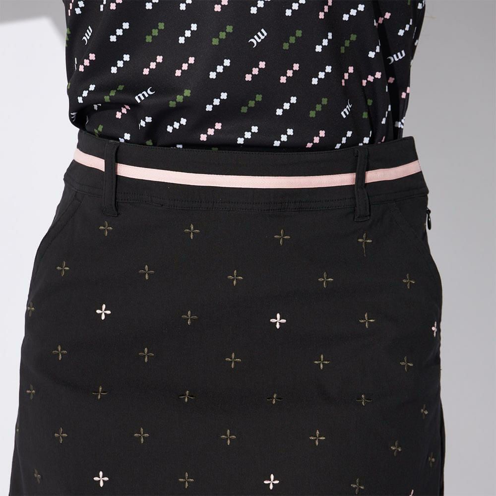 マリクレール marie claire　レディース 飛び柄 ストレッチ ウエストライン スカート 715-360 ブラック　2025年モデル 詳細3