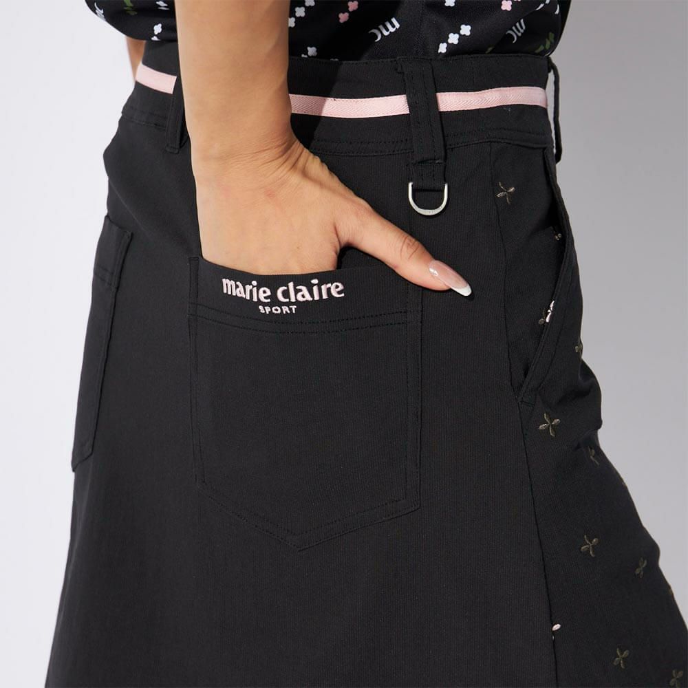 マリクレール marie claire　レディース 飛び柄 ストレッチ ウエストライン スカート 715-360 ブラック　2025年モデル 詳細4