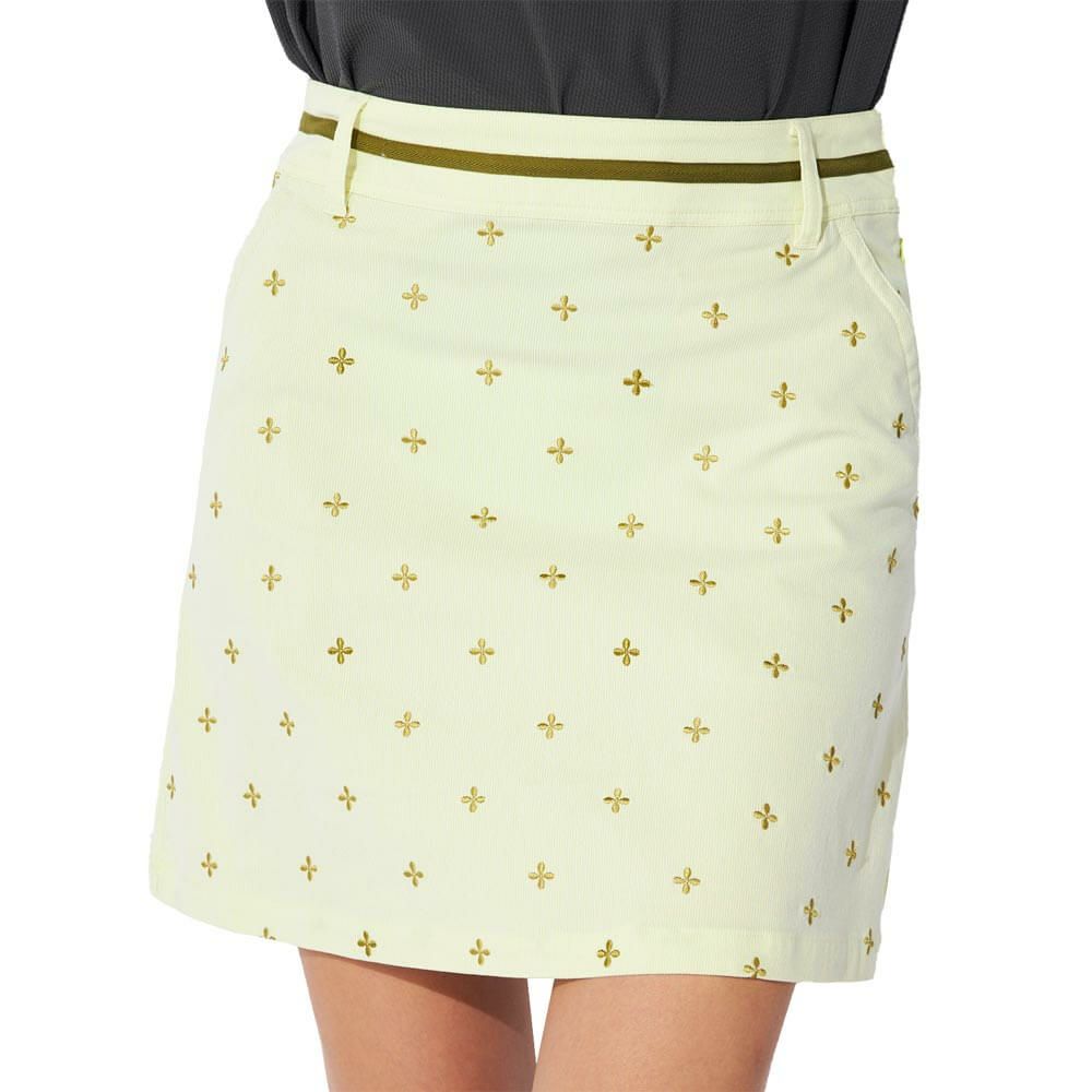 マリクレール marie claire　レディース 飛び柄 ストレッチ ウエストライン スカート 715-360 イエロー　2025年モデル イエロー