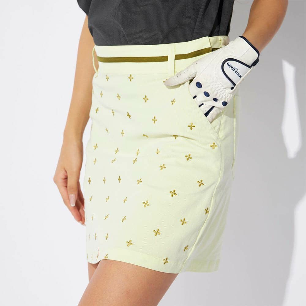 マリクレール marie claire　レディース 飛び柄 ストレッチ ウエストライン スカート 715-360 イエロー　2025年モデル 詳細2