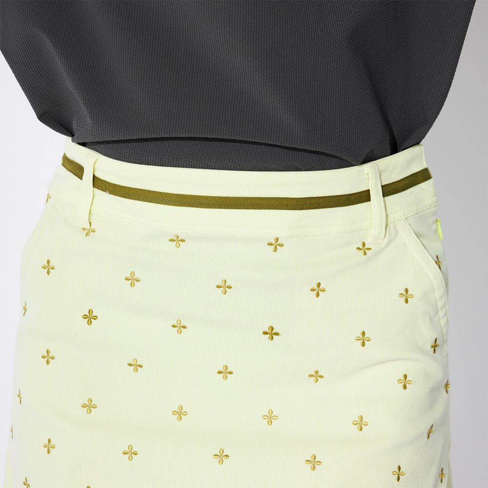 マリクレール marie claire　レディース 飛び柄 ストレッチ ウエストライン スカート 715-360 イエロー　2025年モデル 詳細3