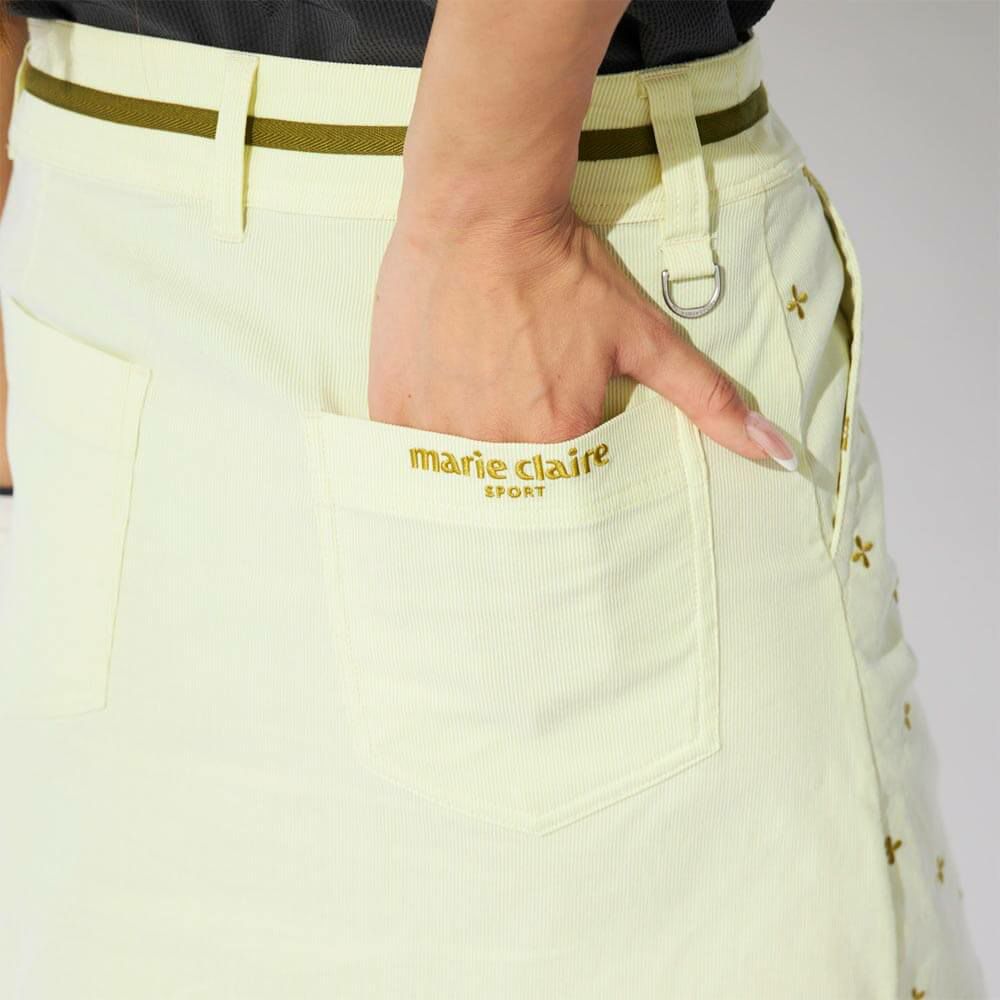 マリクレール marie claire　レディース 飛び柄 ストレッチ ウエストライン スカート 715-360 イエロー　2025年モデル 詳細4