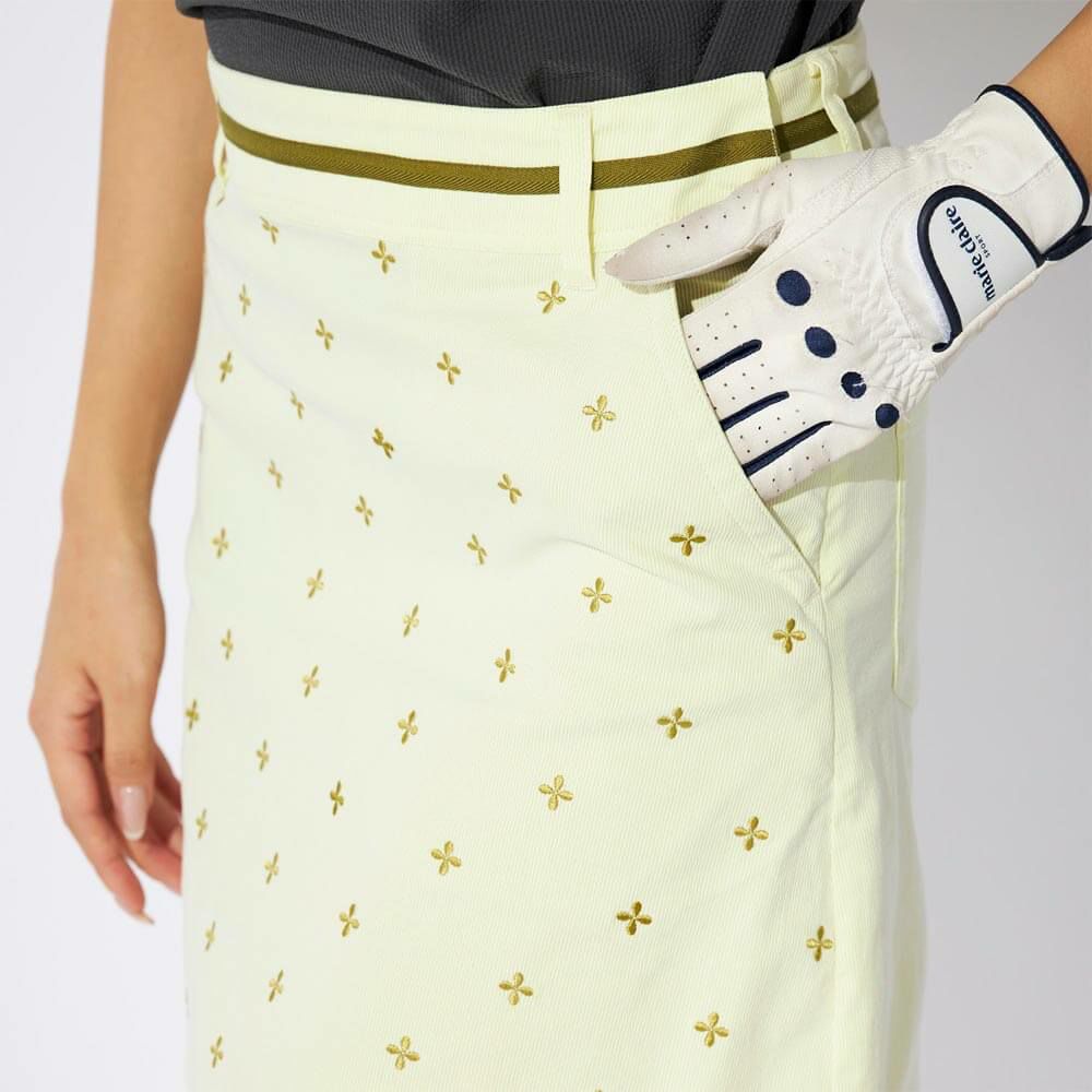 マリクレール marie claire　レディース 飛び柄 ストレッチ ウエストライン スカート 715-360 イエロー　2025年モデル 詳細5