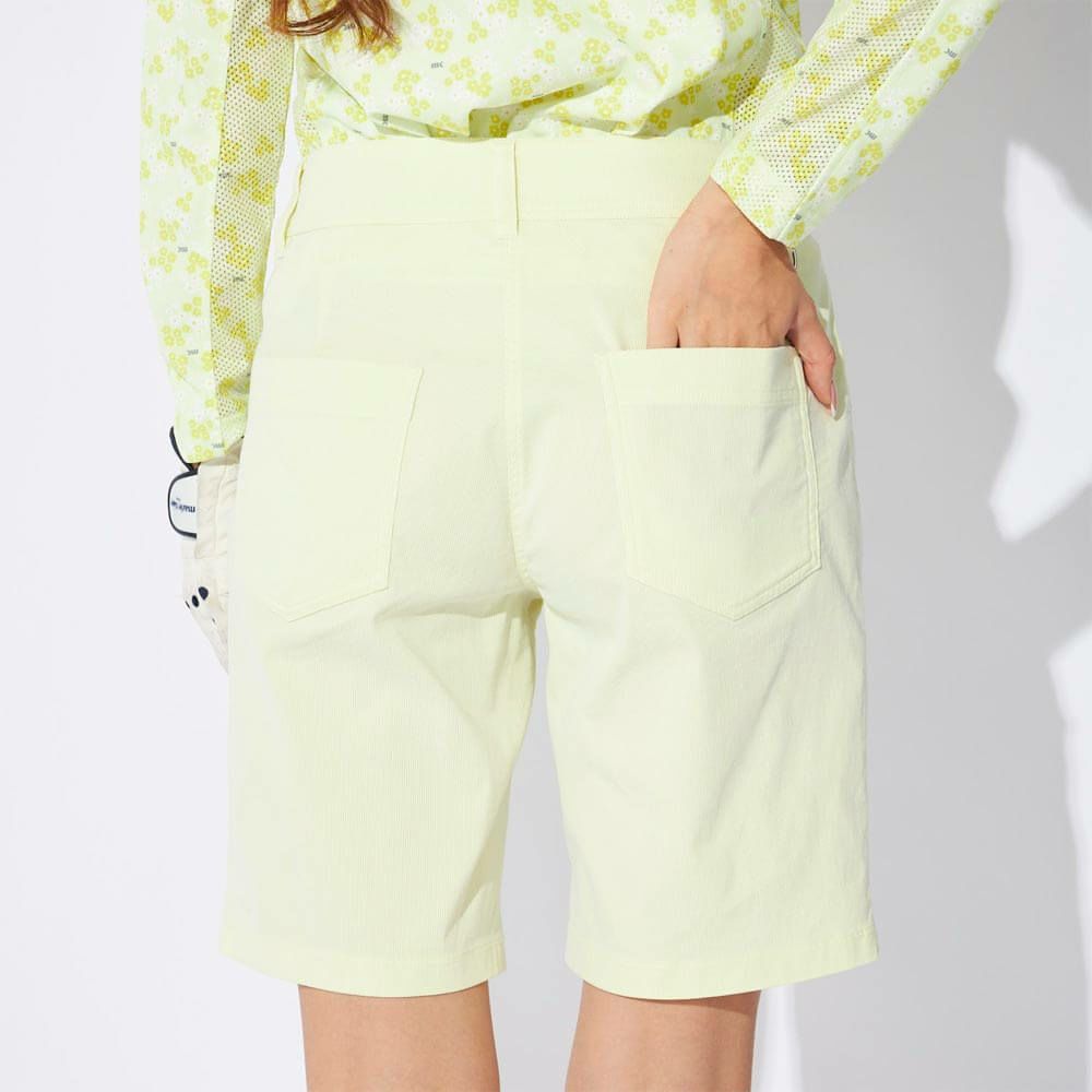 マリクレール marie claire　レディース ロゴ刺繍 ストレッチ ショートパンツ 715-362 イエロー　2025年モデル 詳細1