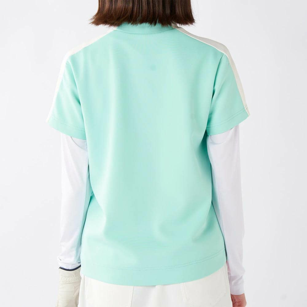 マリクレール marie claire　レディース 配色切替 半袖 プルオーバー & 長袖 Uネック インナーシャツ 715-553 ブルー　2025年モデル 詳細1