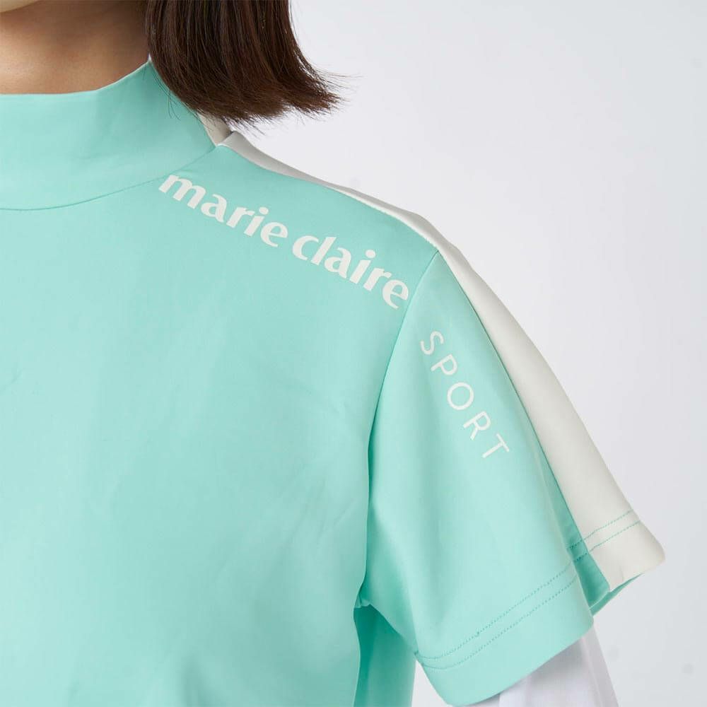 マリクレール marie claire　レディース 配色切替 半袖 プルオーバー & 長袖 Uネック インナーシャツ 715-553 ブルー　2025年モデル 詳細4