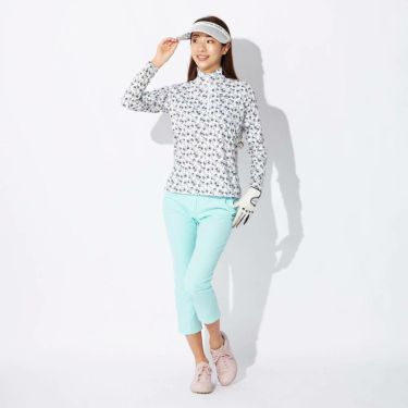 マリクレール marie claire　レディース 小花柄 メッシュ切替 長袖 ハーフジップシャツ 715-555 ブラック　2025年モデル 詳細4