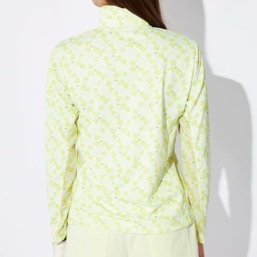 マリクレール marie claire　レディース 小花柄 メッシュ切替 長袖 ハーフジップシャツ 715-555 イエロー　2025年モデル 詳細1