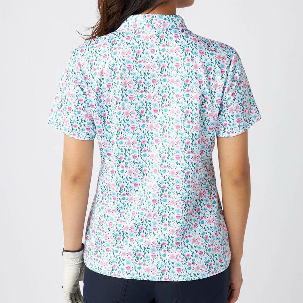 マリクレール marie claire　レディース 花柄 総柄 半袖 ハーフジップシャツ 715-651 ピンク　2025年モデル 詳細1