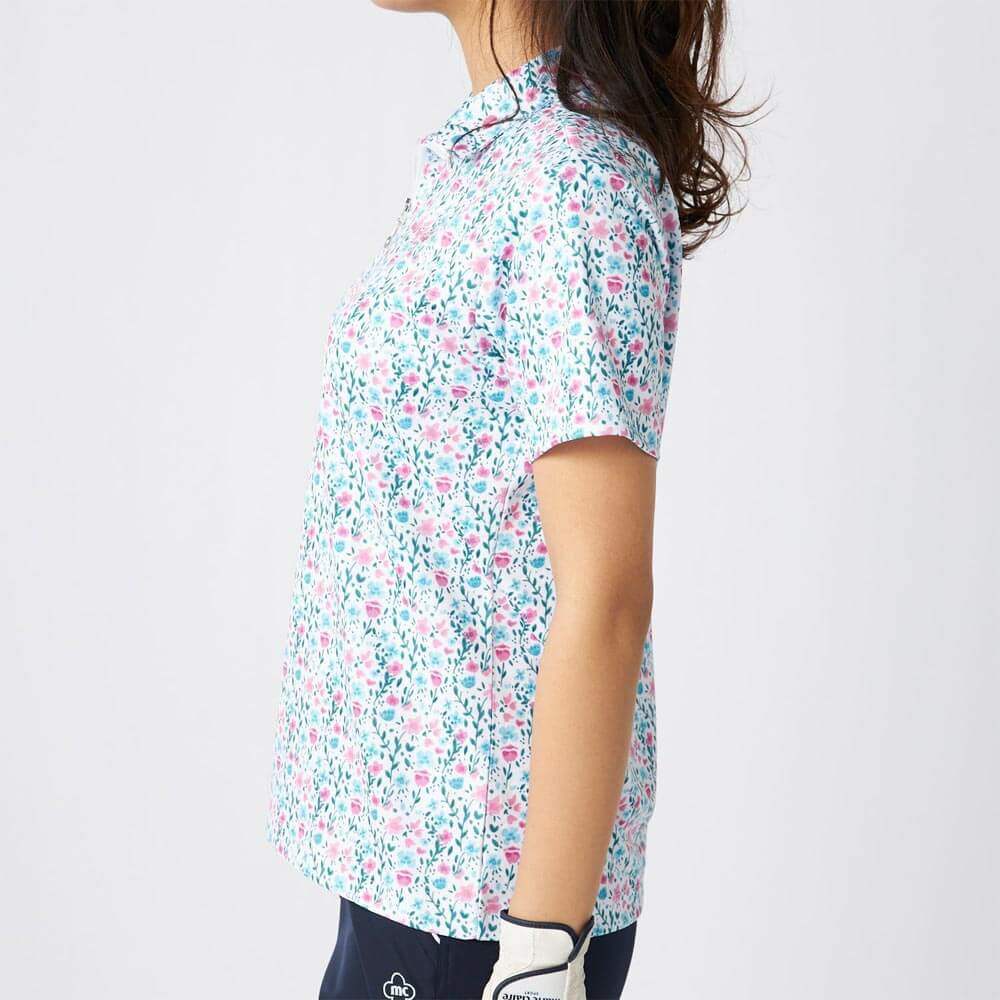 マリクレール marie claire　レディース 花柄 総柄 半袖 ハーフジップシャツ 715-651 ピンク　2025年モデル 詳細2