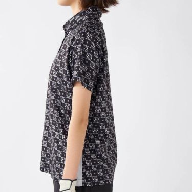 マリクレール marie claire　レディース モノグラム柄 配色切替 半袖 ポロシャツ 715-652 ブラック　2025年モデル 詳細2