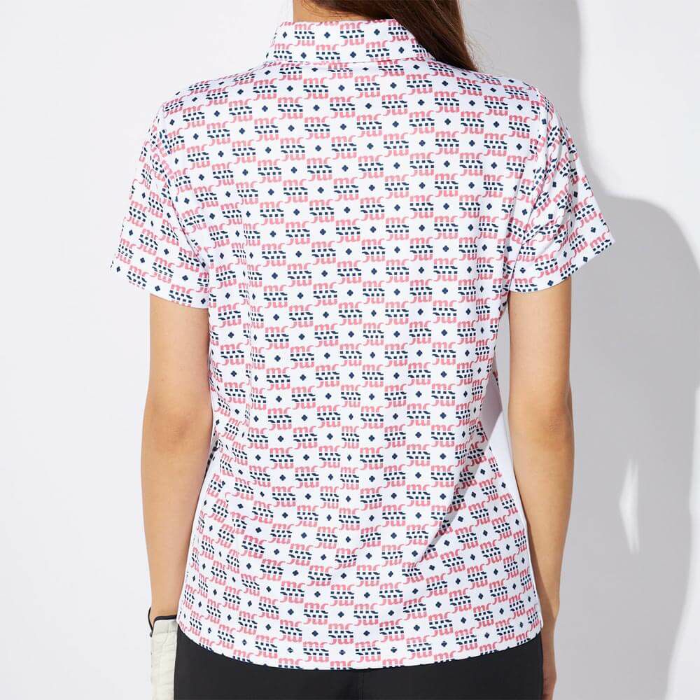 マリクレール marie claire　レディース モノグラム柄 配色切替 半袖 ポロシャツ 715-652 ピンク　2025年モデル 詳細1