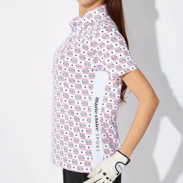 マリクレール marie claire　レディース モノグラム柄 配色切替 半袖 ポロシャツ 715-652 ピンク　2025年モデル 詳細2