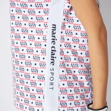 マリクレール marie claire　レディース モノグラム柄 配色切替 半袖 ポロシャツ 715-652 ピンク　2025年モデル 詳細4