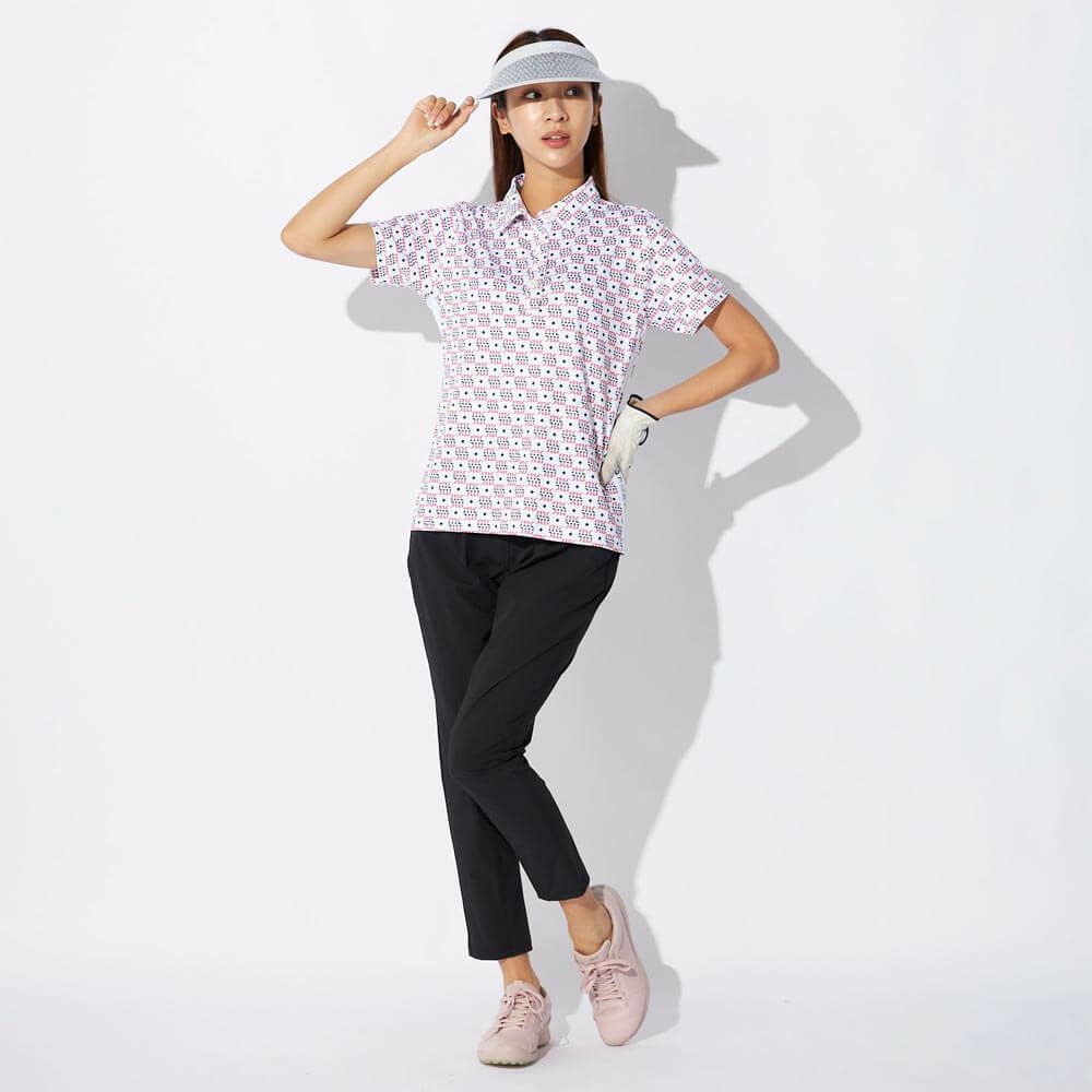 マリクレール marie claire　レディース モノグラム柄 配色切替 半袖 ポロシャツ 715-652 ピンク　2025年モデル 詳細5