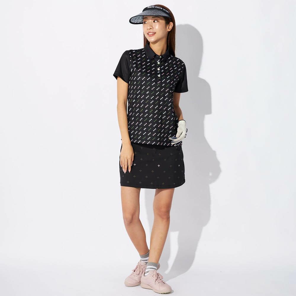 マリクレール marie claire　レディース 接触冷感 ロゴモチーフ 半袖 ポロシャツ 715-654 ブラック　2025年モデル 詳細5