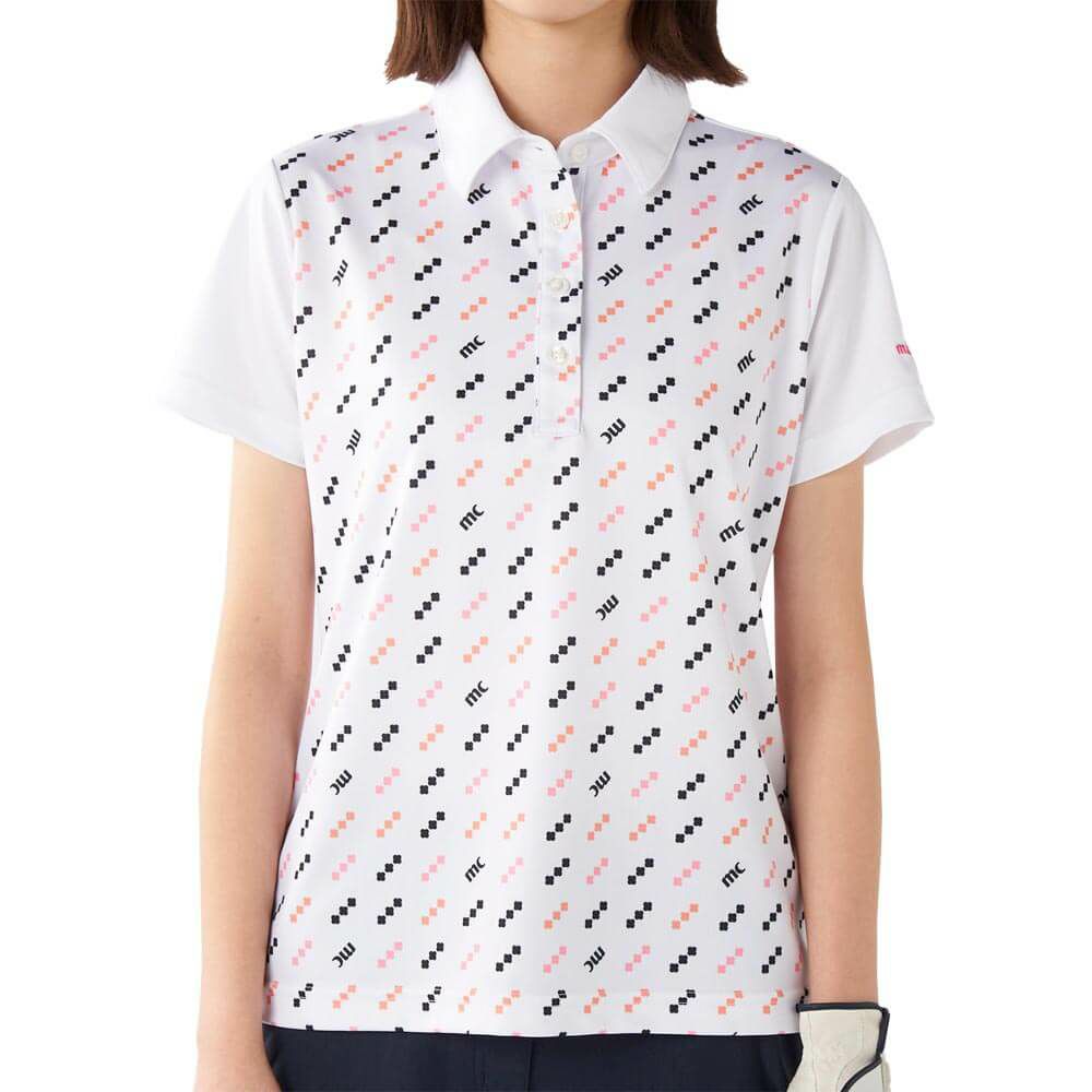 マリクレール marie claire　レディース 接触冷感 ロゴモチーフ 半袖 ポロシャツ 715-654 ホワイト　2025年モデル ホワイト