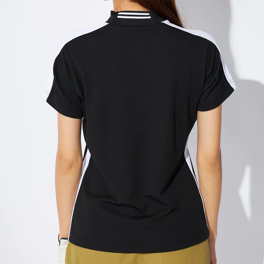 マリクレール marie claire　レディース 配色切替 半袖 モックネックシャツ 715-659 ブラック　2025年モデル 詳細1