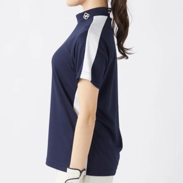 マリクレール marie claire　レディース 配色切替 半袖 モックネックシャツ 715-659 ネイビー　2025年モデル 詳細2