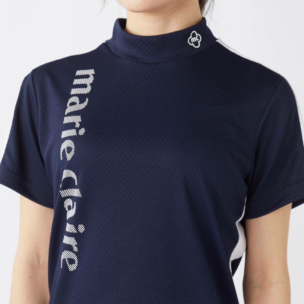 マリクレール marie claire　レディース 配色切替 半袖 モックネックシャツ 715-659 ネイビー　2025年モデル 詳細3