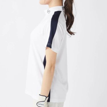 マリクレール marie claire　レディース 配色切替 半袖 モックネックシャツ 715-659 ホワイト　2025年モデル 詳細2