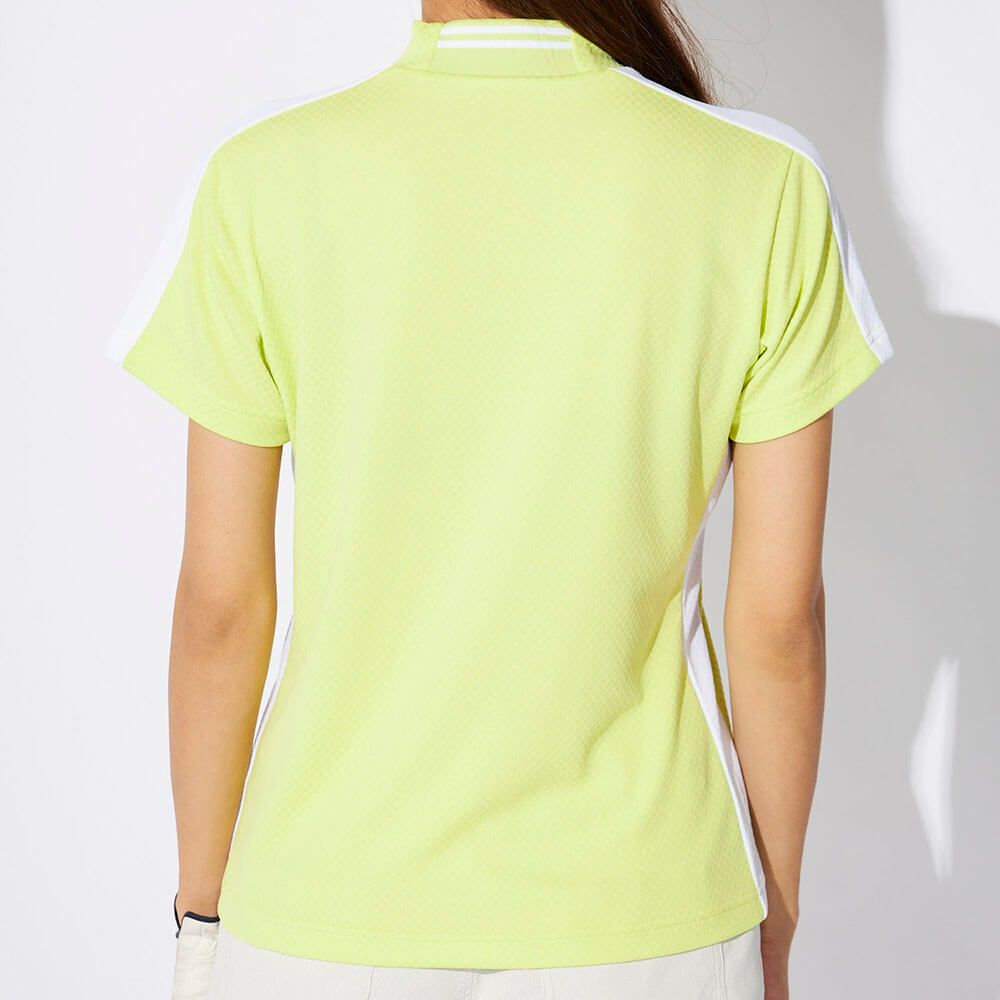 マリクレール marie claire　レディース 配色切替 半袖 モックネックシャツ 715-659 イエロー　2025年モデル 詳細1