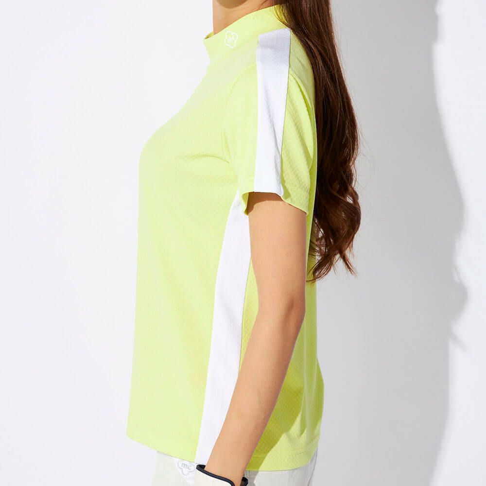 マリクレール marie claire　レディース 配色切替 半袖 モックネックシャツ 715-659 イエロー　2025年モデル 詳細2
