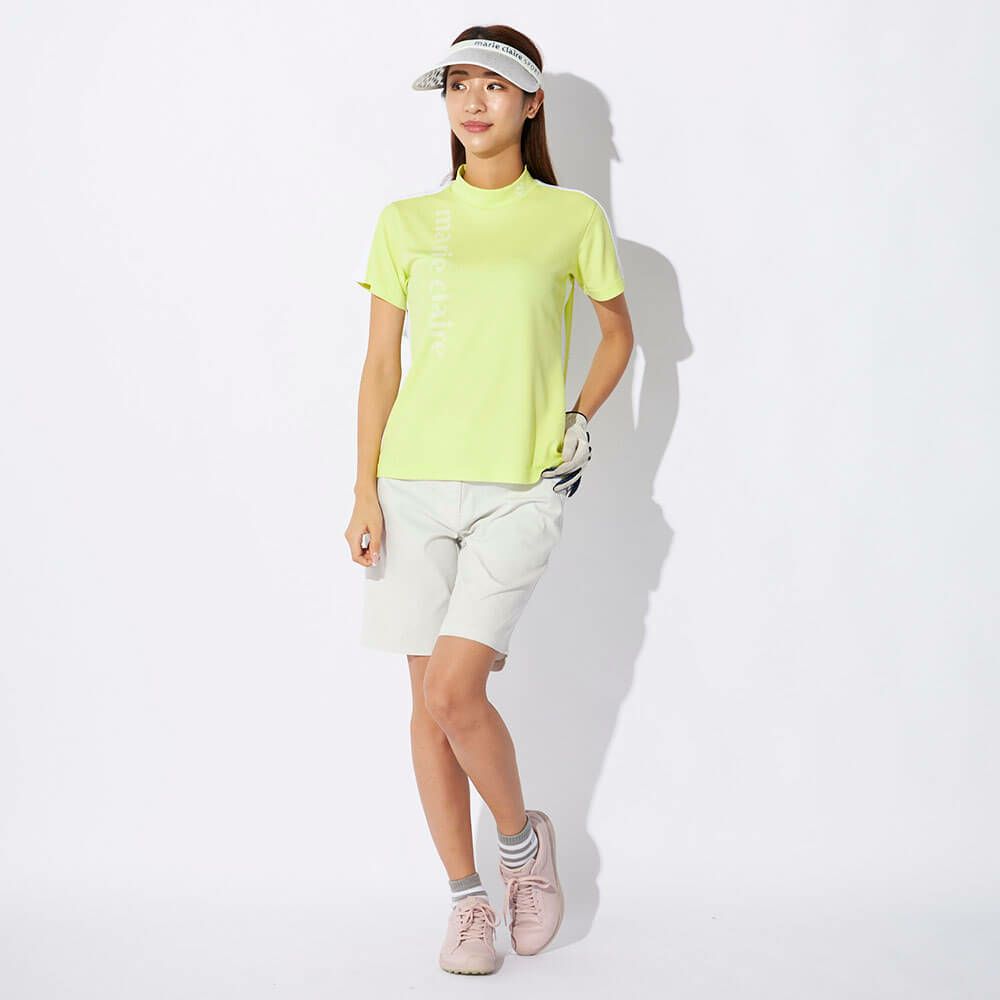 マリクレール marie claire　レディース 配色切替 半袖 モックネックシャツ 715-659 イエロー　2025年モデル 詳細4