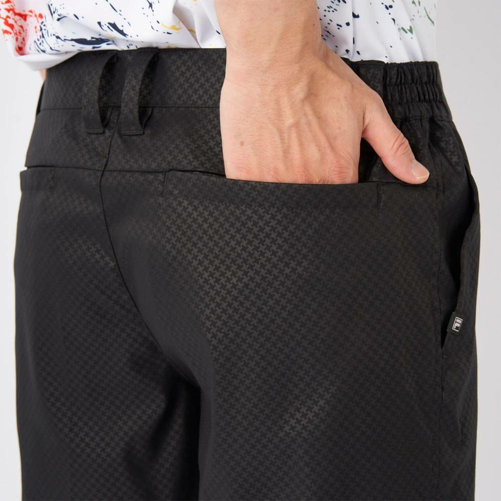 フィラ FILA　メンズ 撥水 エンボスプリント ツイル ショートパンツ 745-309 ブラック　2025年モデル 詳細5