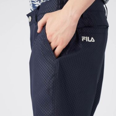フィラ FILA　メンズ 撥水 エンボスプリント ツイル ショートパンツ 745-309 ネイビー　2025年モデル 詳細6