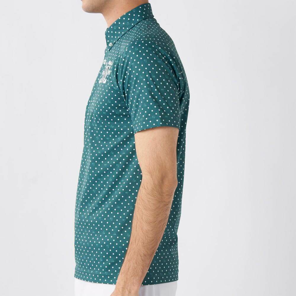 フィラ FILA　メンズ ドット柄 ストレッチ 半袖 ボタンダウン ポロシャツ 745-602 ダークグリーン　2025年モデル 詳細3