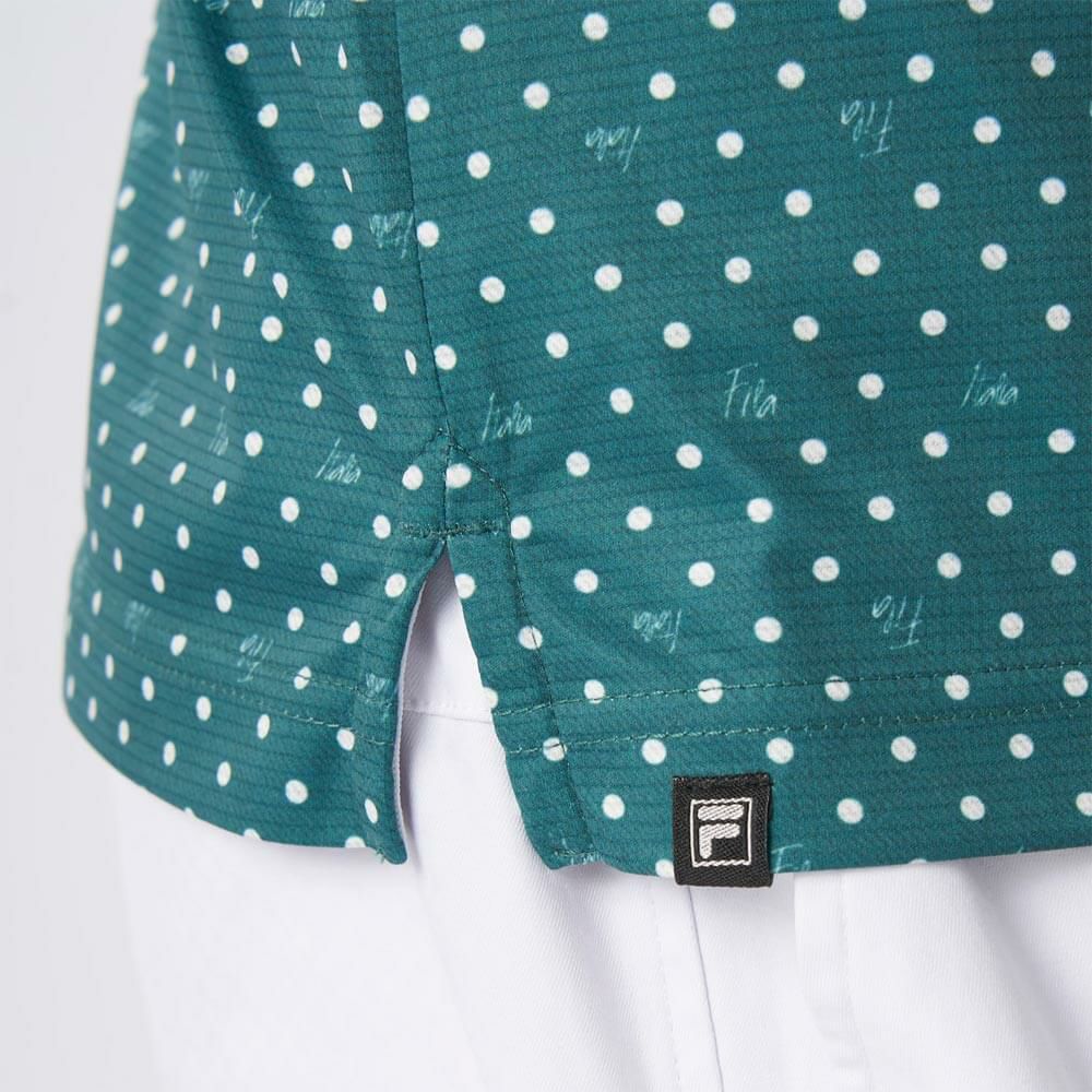 フィラ FILA　メンズ ドット柄 ストレッチ 半袖 ボタンダウン ポロシャツ 745-602 ダークグリーン　2025年モデル 詳細5