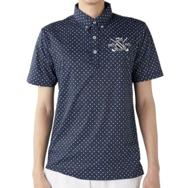 フィラ FILA　メンズ ドット柄 ストレッチ 半袖 ボタンダウン ポロシャツ 745-602 ネイビー　2025年モデル