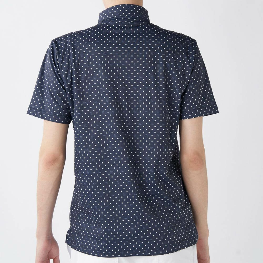 フィラ FILA　メンズ ドット柄 ストレッチ 半袖 ボタンダウン ポロシャツ 745-602 ネイビー　2025年モデル 詳細2