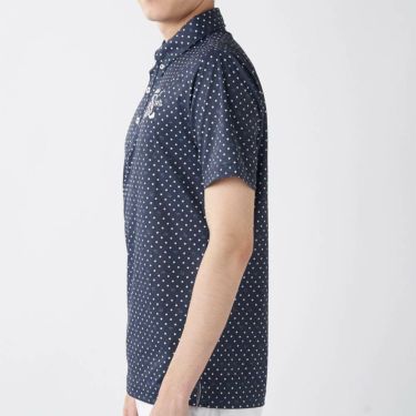 フィラ FILA　メンズ ドット柄 ストレッチ 半袖 ボタンダウン ポロシャツ 745-602 ネイビー　2025年モデル 詳細3