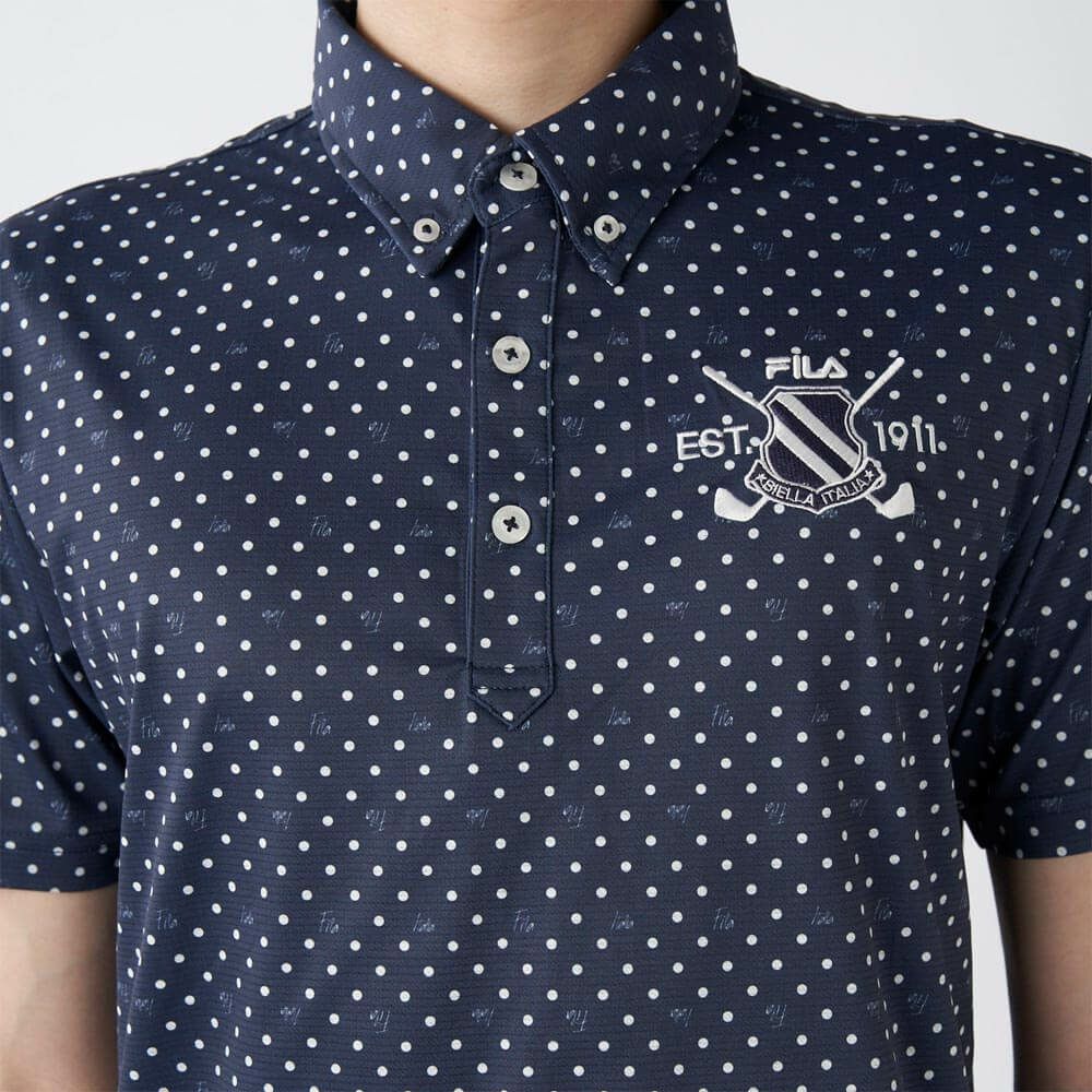 フィラ FILA　メンズ ドット柄 ストレッチ 半袖 ボタンダウン ポロシャツ 745-602 ネイビー　2025年モデル 詳細4