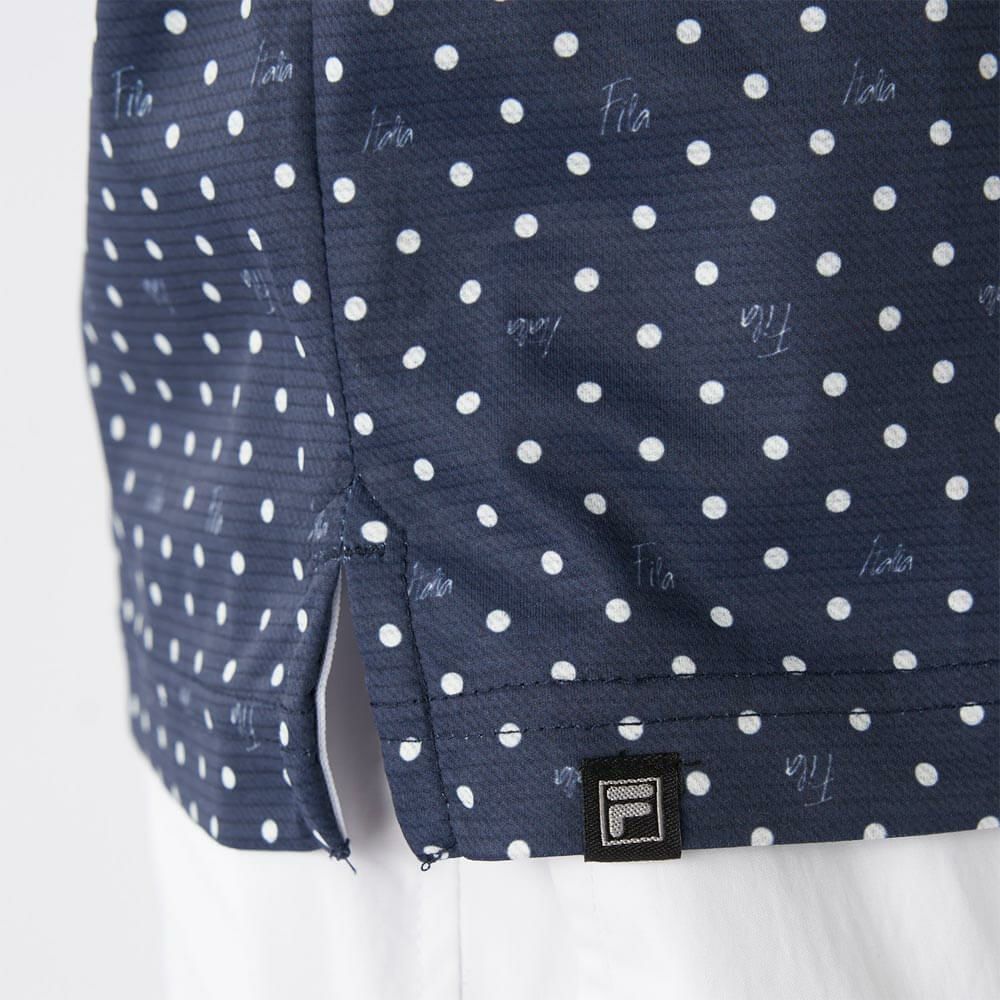 フィラ FILA　メンズ ドット柄 ストレッチ 半袖 ボタンダウン ポロシャツ 745-602 ネイビー　2025年モデル 詳細5