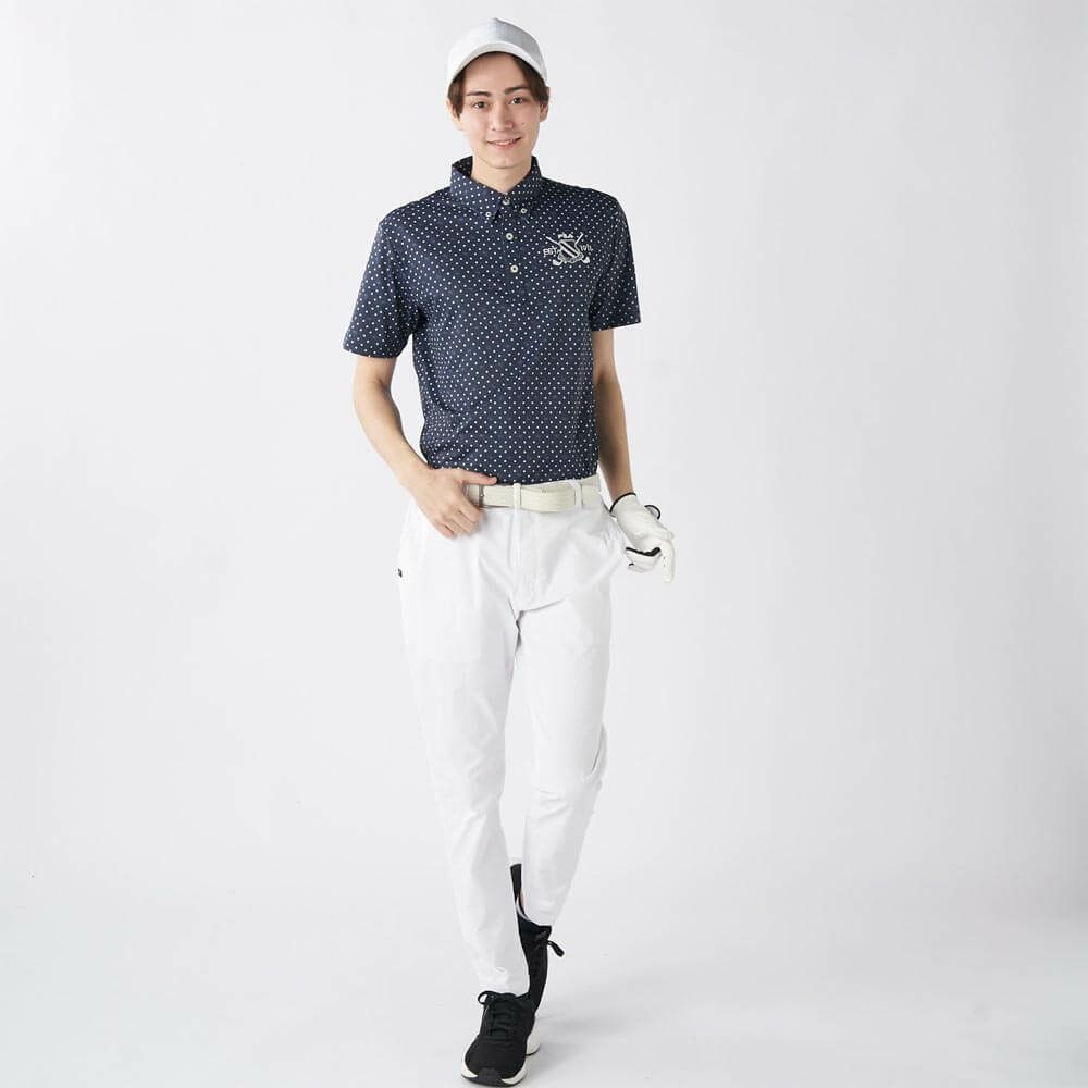 フィラ FILA　メンズ ドット柄 ストレッチ 半袖 ボタンダウン ポロシャツ 745-602 ネイビー　2025年モデル 詳細6