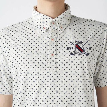 フィラ FILA　メンズ ドット柄 ストレッチ 半袖 ボタンダウン ポロシャツ 745-602 ホワイト　2025年モデル 詳細4