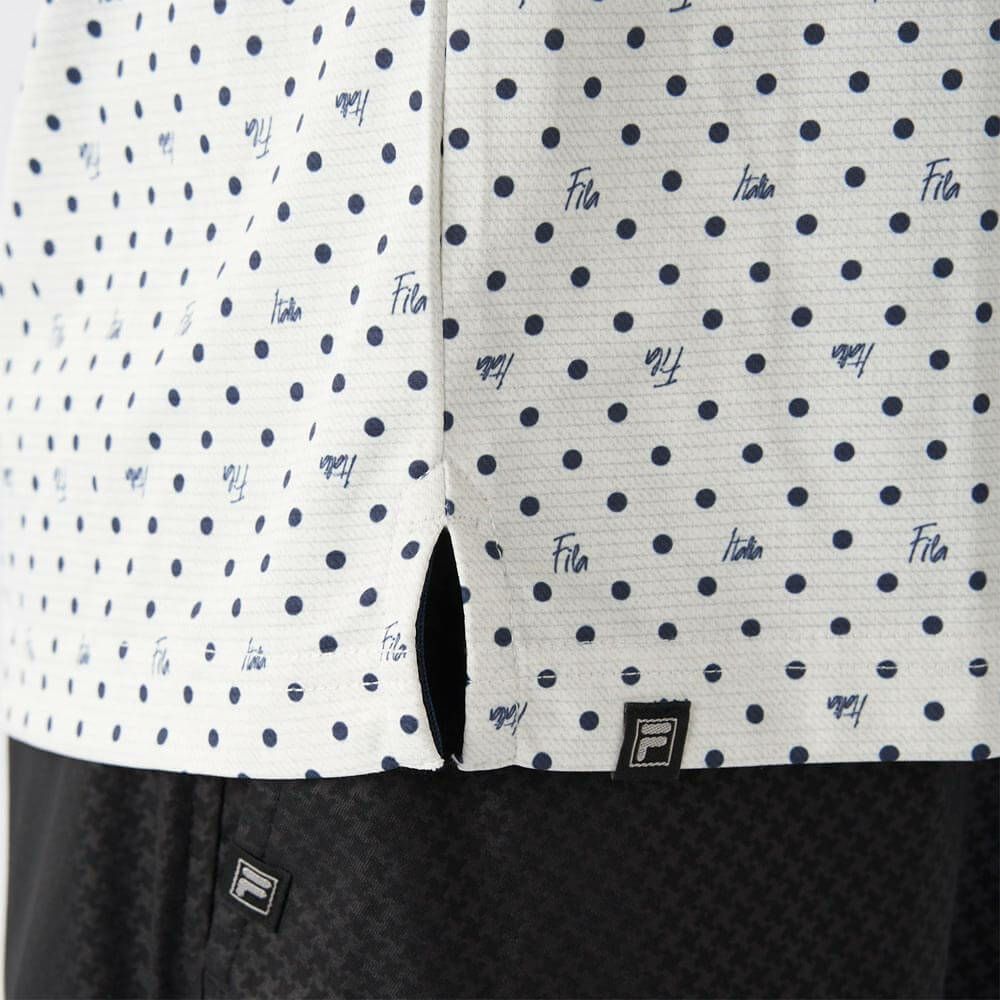 フィラ FILA　メンズ ドット柄 ストレッチ 半袖 ボタンダウン ポロシャツ 745-602 ホワイト　2025年モデル 詳細5