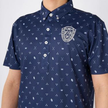 フィラ FILA　メンズ 飛び柄 ストレッチ 半袖 ボタンダウン ポロシャツ 745-603 ネイビー　2025年モデル 詳細4