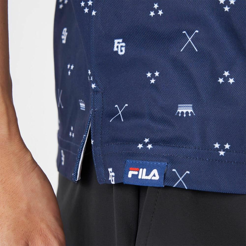 フィラ FILA　メンズ 飛び柄 ストレッチ 半袖 ボタンダウン ポロシャツ 745-603 ネイビー　2025年モデル 詳細5