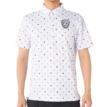 フィラ FILA　メンズ 飛び柄 ストレッチ 半袖 ボタンダウン ポロシャツ 745-603 ホワイト　2025年モデル