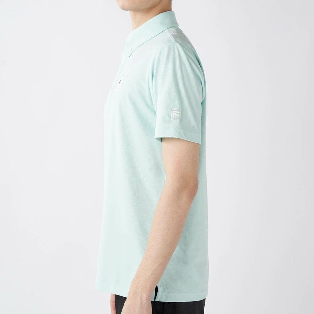 フィラ FILA　メンズ ロゴ刺繍 ストレッチ 半袖 ボタンダウン ポロシャツ 745-606 ライトブルー　2025年モデル 詳細3