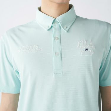 フィラ FILA　メンズ ロゴ刺繍 ストレッチ 半袖 ボタンダウン ポロシャツ 745-606 ライトブルー　2025年モデル 詳細4
