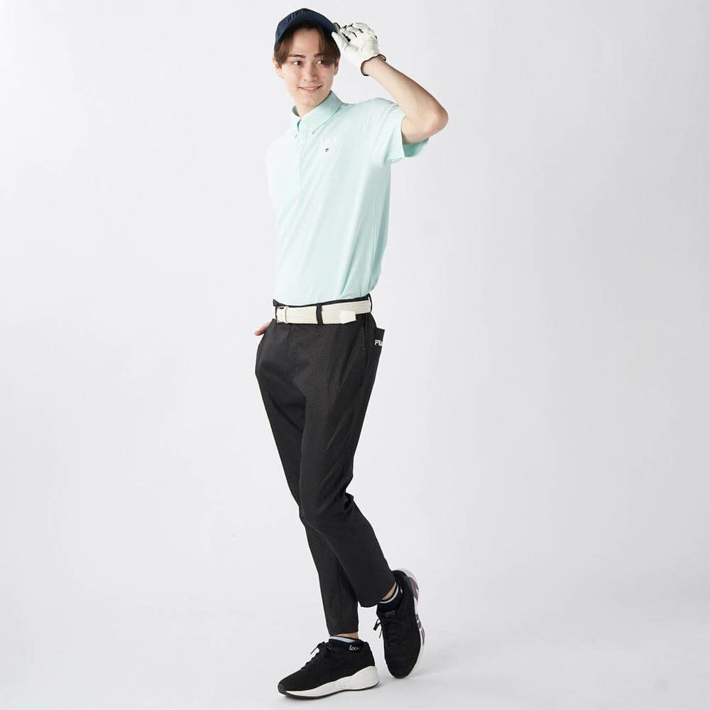 フィラ FILA　メンズ ロゴ刺繍 ストレッチ 半袖 ボタンダウン ポロシャツ 745-606 ライトブルー　2025年モデル 詳細7