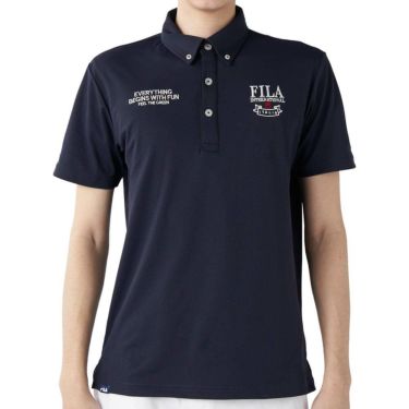 フィラ FILA　メンズ ロゴ刺繍 ストレッチ 半袖 ボタンダウン ポロシャツ 745-606 ネイビー　2025年モデル